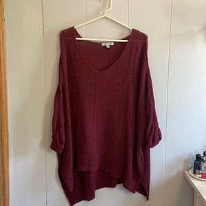 She + Sky Maroon Knit Sweater